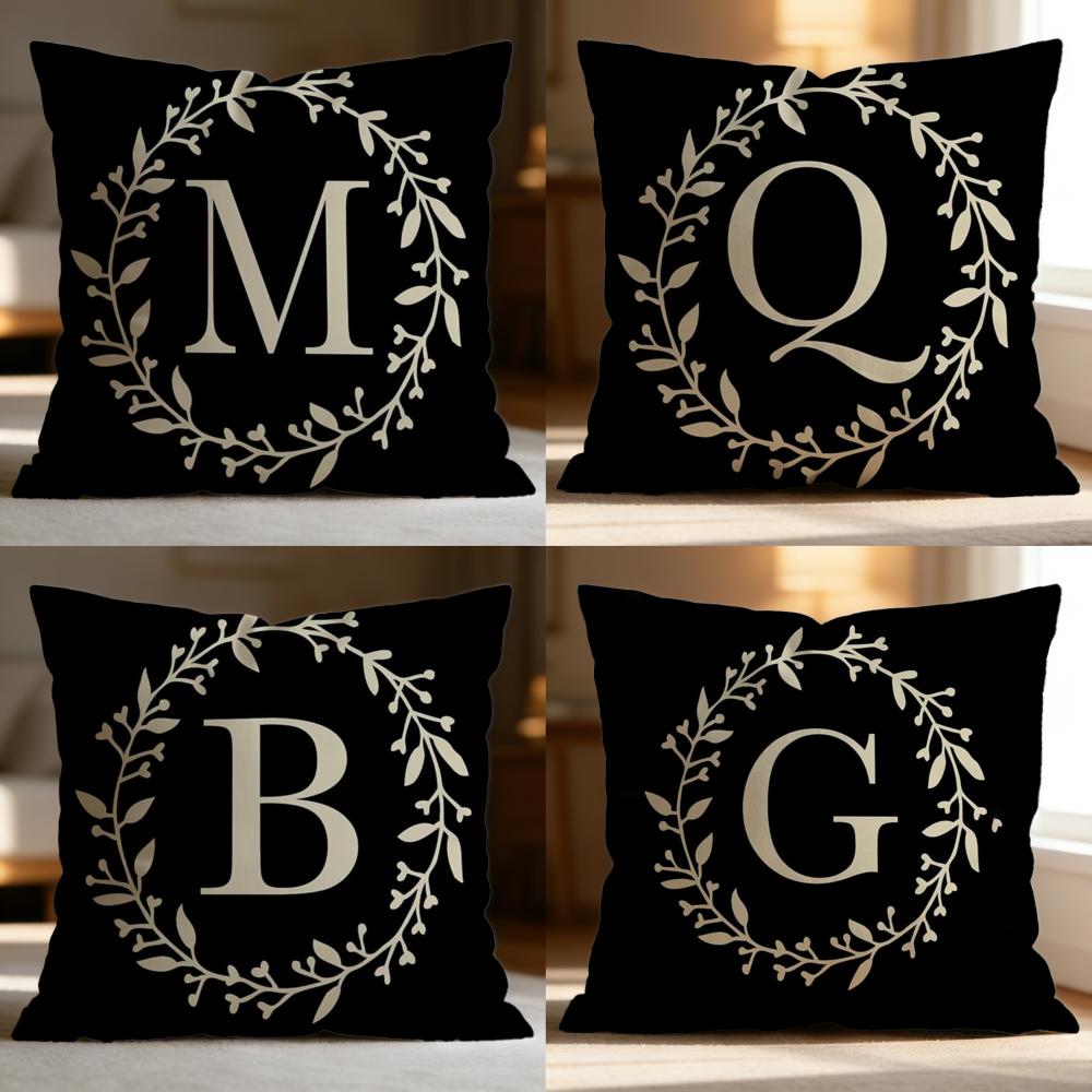 Popular Monogram Cushion Cover Soft Washable Pillow Case Multi-Scene for Couch Bed Travel Office Use