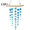 Colorful Glass Wind Chime Sea Chime, Handmade Driftwood Coastal Gift Hanging for Home Beach House Window Decor Unique Art