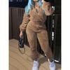 Women's Half Zip Long Sleeve Fleece Sweatshirt Jogger Pants Set Loose Fit Solid Color Two Piece Tracksuit Streetwear Loungewear