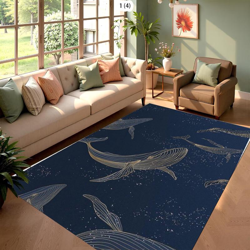 Rugs Dreamy Blue Whale Carpets Live Room Bedroom Floor Mat Home Decor Kids Play Rug Table Chair Mat Easy To Clean Carpet Gift