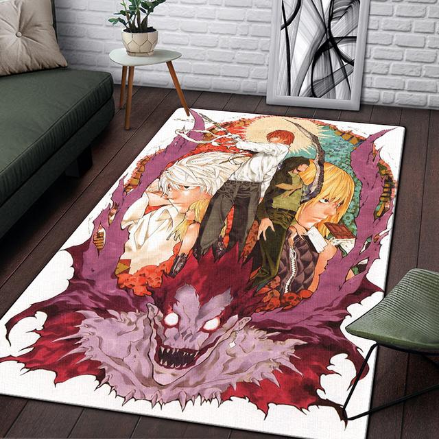 Alfombra de Anime Death Note para sala de estar, decoraciones de lujo para el hogar, dormitorio, mesita de noche, sala de juegos, alfombras grandes, alfombra antideslizante