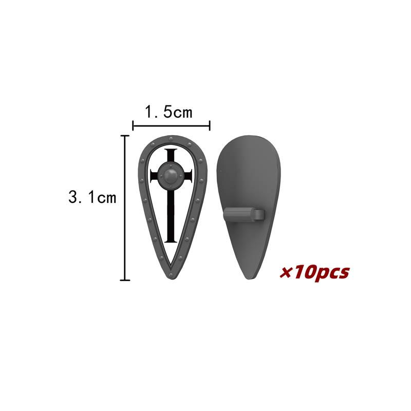 MOC Mittelalterliche Bausteine Charakter Ritter Krieger Zubehörset Helm Schulterrüstung Schild Bogen Pfeil Stein Geschenk Spielzeug X022