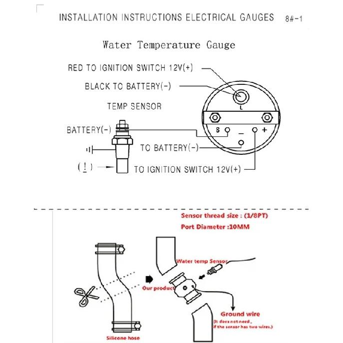 52mm Car Water Temperature Gauge 40~120 ℃ With Water Temp Sensor & Water Temp Adapter Joint Pipe Radiator 1/8ZG Sensor Car Gauge