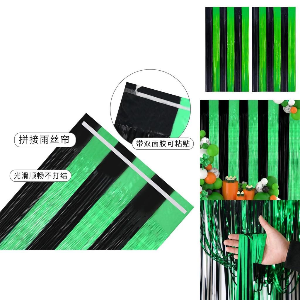 Vibrant Black And Green Rain Curtain For Stunning St. Patrick's Day Party Backdrops