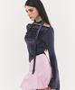 RAWMANTICS Shine Velvet Drape Cubic Scarf Top Navy