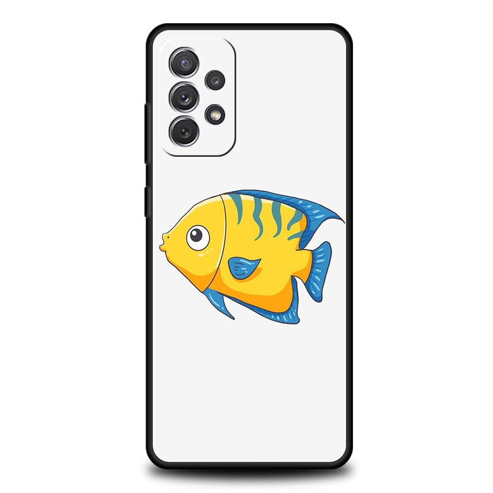 Phone Case For Samsung A15 A13 A35 A55 A51 A71 A41 A31 A21S A03S A05 A17 A23 A25 A33 A53 A73 5G A07 4G Cover Cartoon Cute Fish