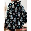 Women's Christmas Zippered Hooded Sweatshirt with Fun Snowman and Snowflakes Printed Coat