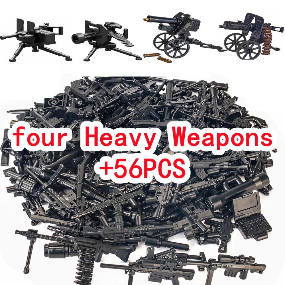 WWII Building Blocks Military Weapons Police Soldier Figure Accessories Model Brick Gun Cannon Launcher Bunker Outpost Toy X017
