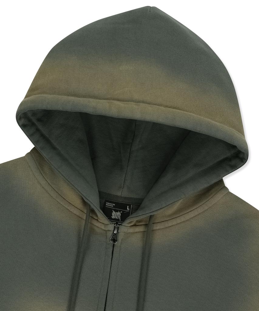 Brownbreath Sprayed Tag Hood Zip Up - Khaki