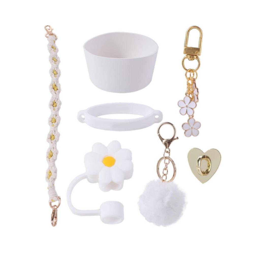 7pcs/set Flower Pattern Cup Accessories Set Multiple Color Cup Decoration Set  Tumbler