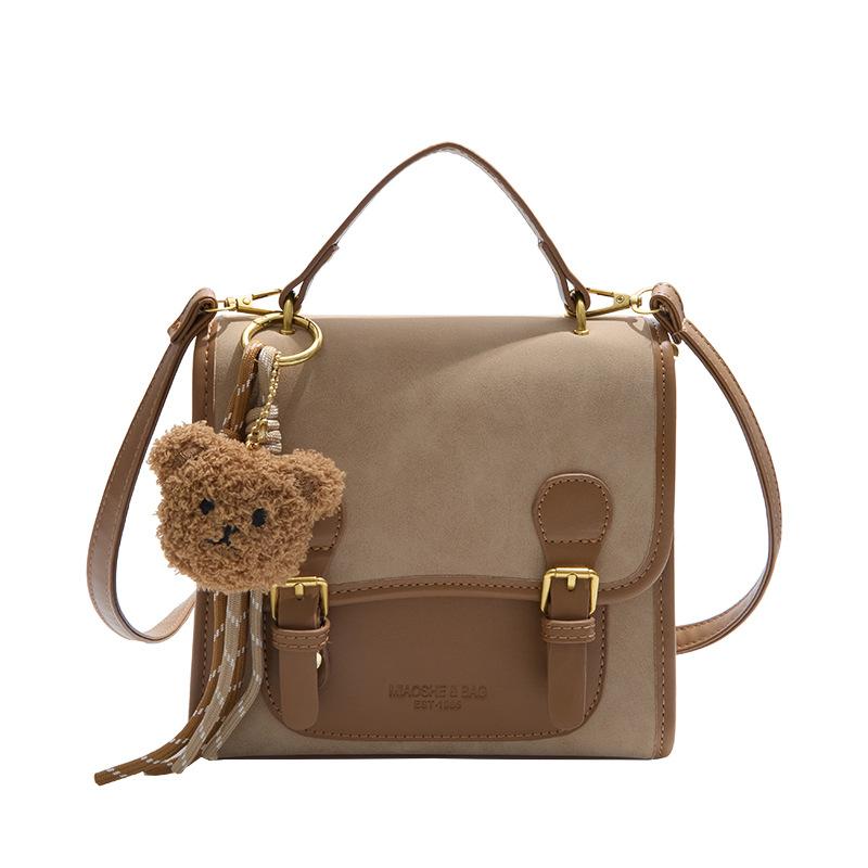 

Frosted women s bag 2025 new retro women s backpack versatile small backpack exquisite contrasting color commuter bag коричневый