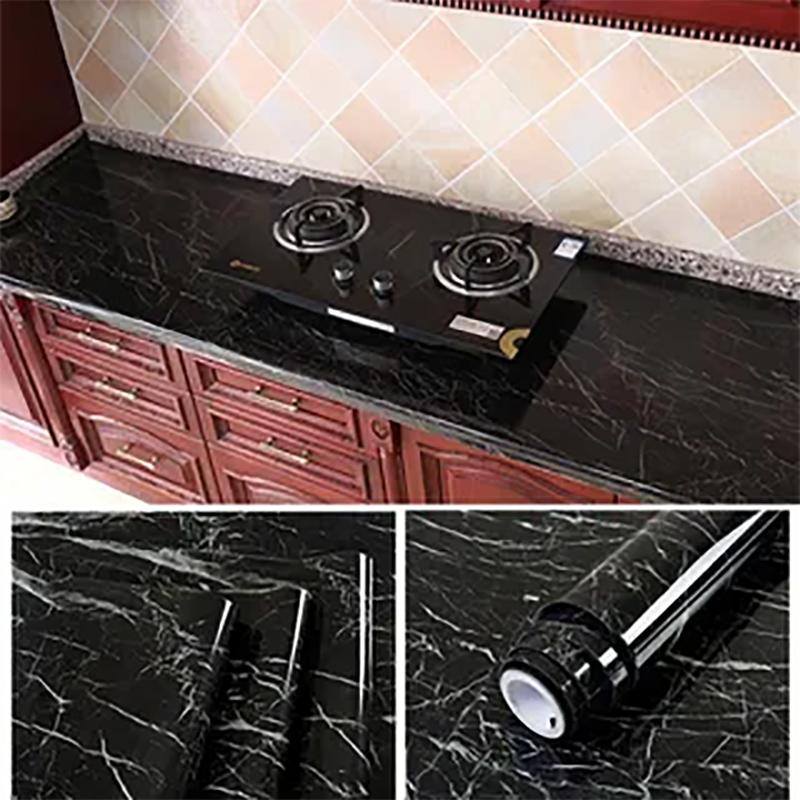 40cm Marble Wallpaper Self Adhesive Foil Oil Proof Stickers for Kitchen High Temperature Resistant Fireplace Wallpaper