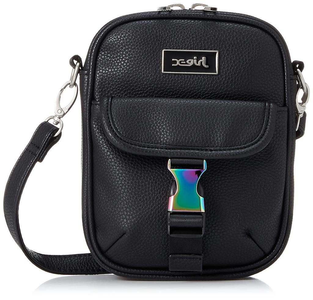 X-girl Faux Leather Flap Shoulder Bag, Women's, Black, Free Size