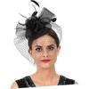 HOMSFOU Mesh Flower Headband with Plume Detail Clip for Women Tea Party Wedding Cocktail Special Occasion Accessories Black