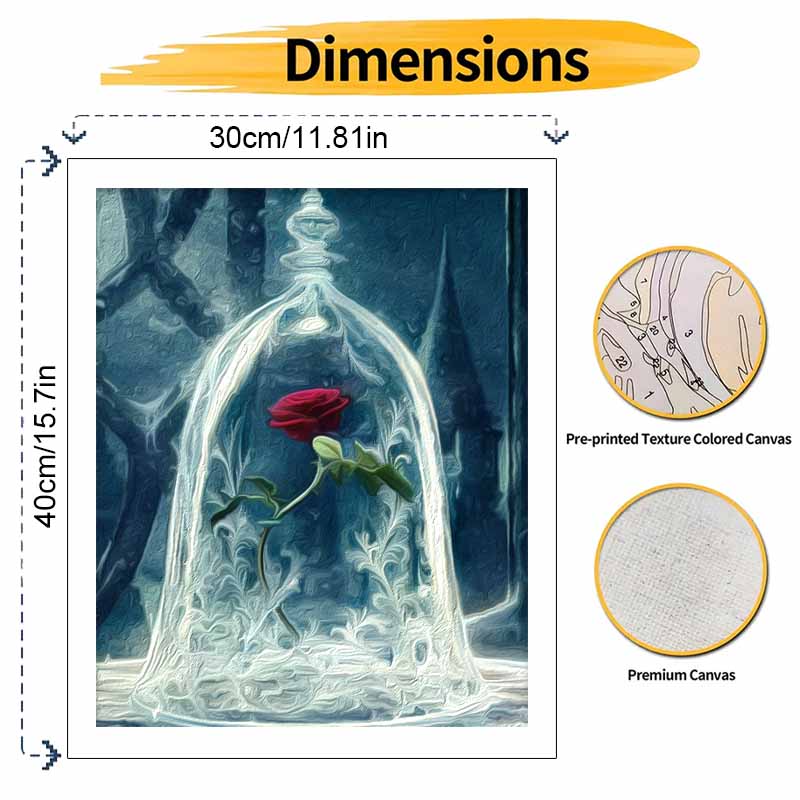 Disney Beauty and the Beast enchanted rose oil painting handmade painting kit diy home room decoration gift
