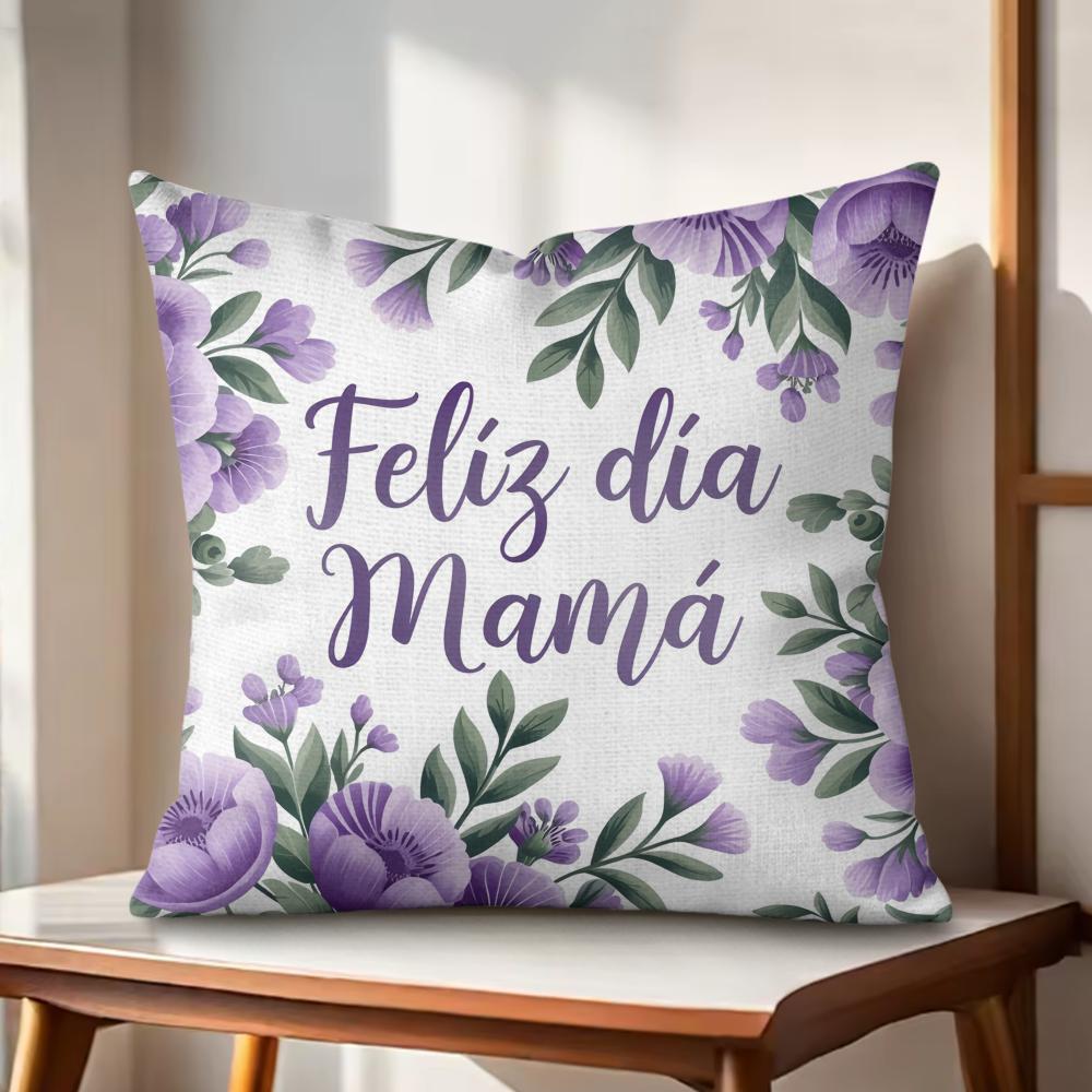 

Feliz Dia MaMa Flower Cushion Cover Natural Linen Organic Fabric DoubleSided Printing Couch Pillow Covers Home Decor 30x30cm
