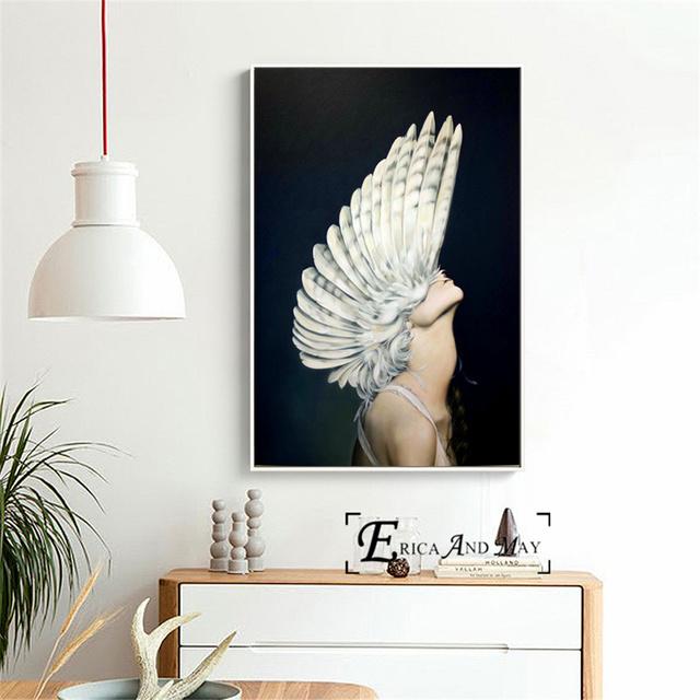 Wings Women Surreal Artwork Posters and Prints Wall Art Decorative Picture Canvas Painting For Living Room Home Decor Unframed