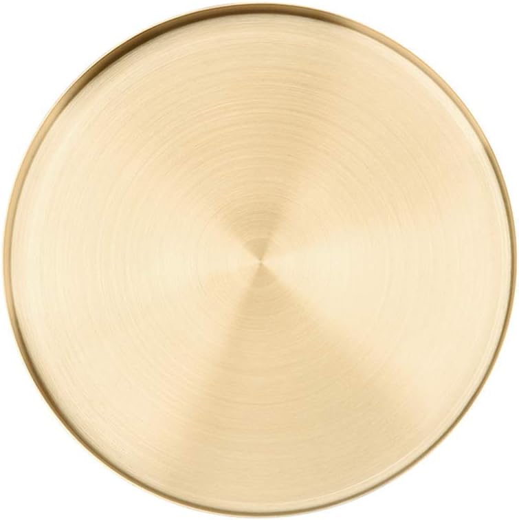 Gold Shiny Round Storage Tray Durable And Sturdy Metal Decorative Organizer Tray Metal Decorative