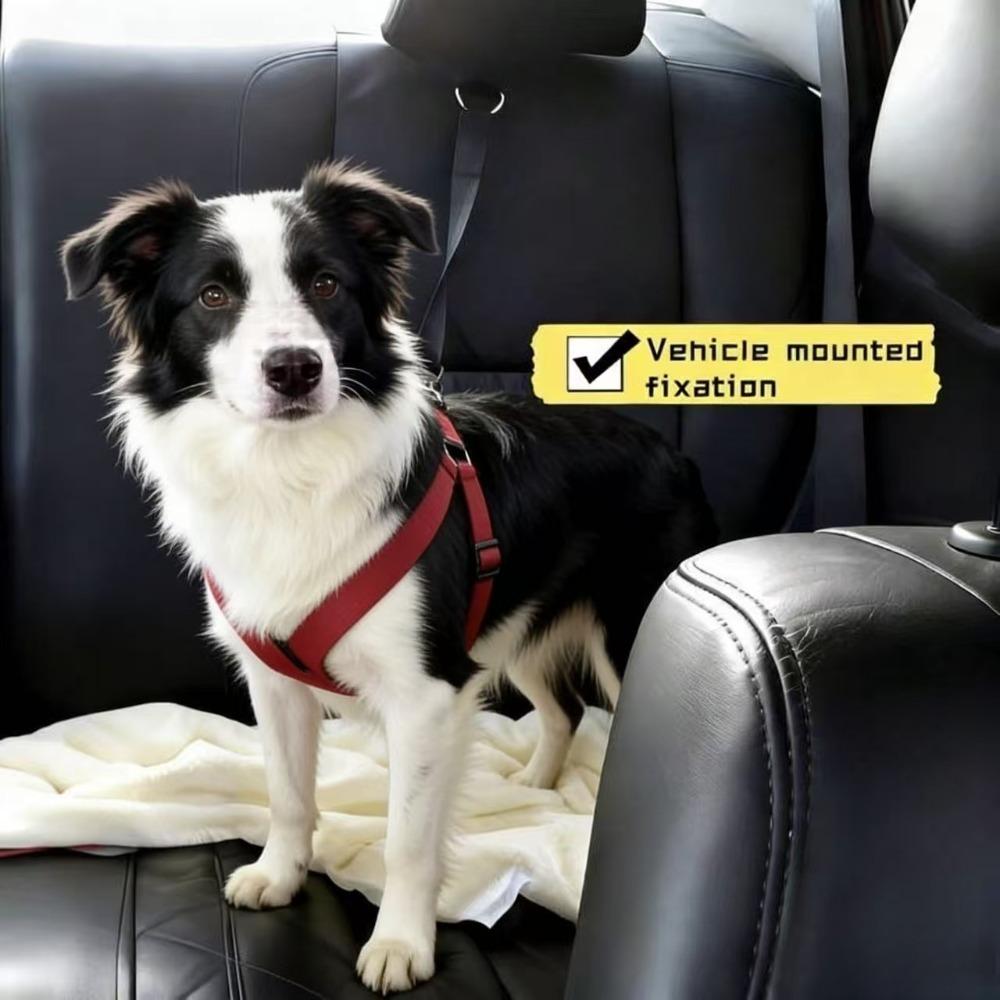 Solid Color Adjustable Pet Car Seat Belt Two-in-One Nylon Lead Leash Backseat Safety Harness Collar for Dogs Pet Accessories