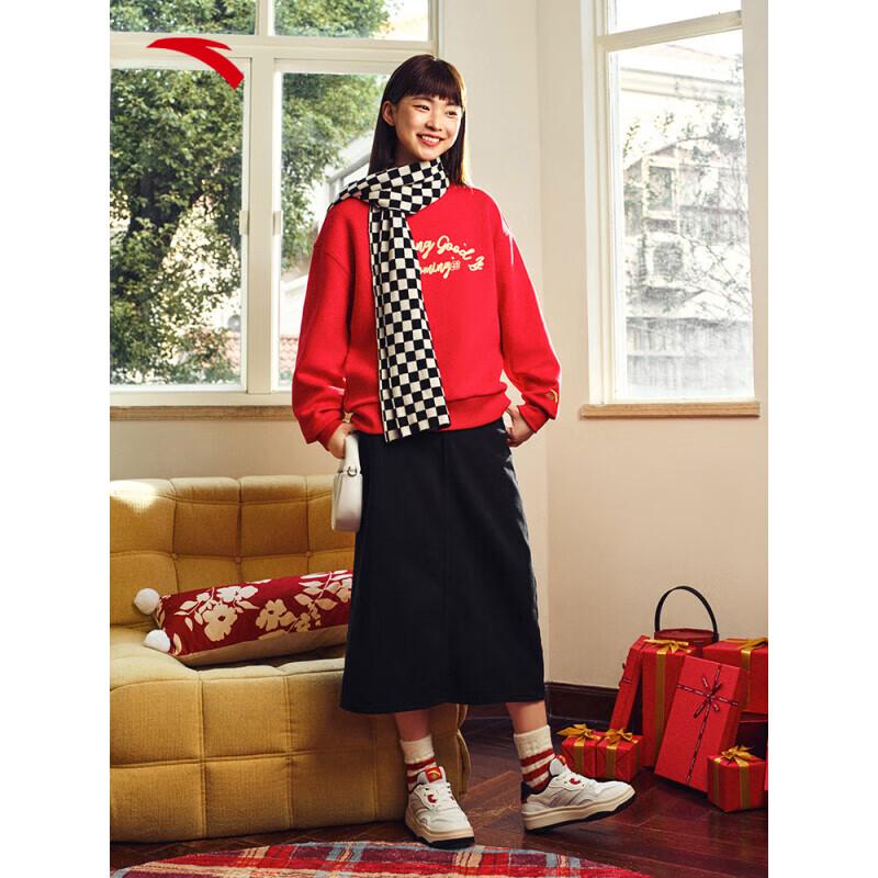 Anta Good Things Happen New Year Women s Embroidered Crew Neck Sweatshirt L