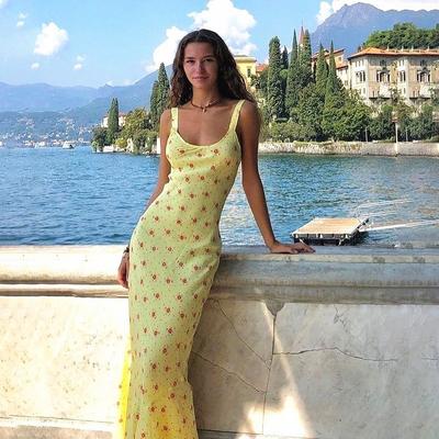 Women's Floral Long Skirt Strap Soft Comfortable Sexy Leisure Holiday Trend Cotton Dress