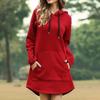 Fall Winter New Arrivals Women's Loose Fit Solid Color Pocket Long Sleeve Hoodie Dress