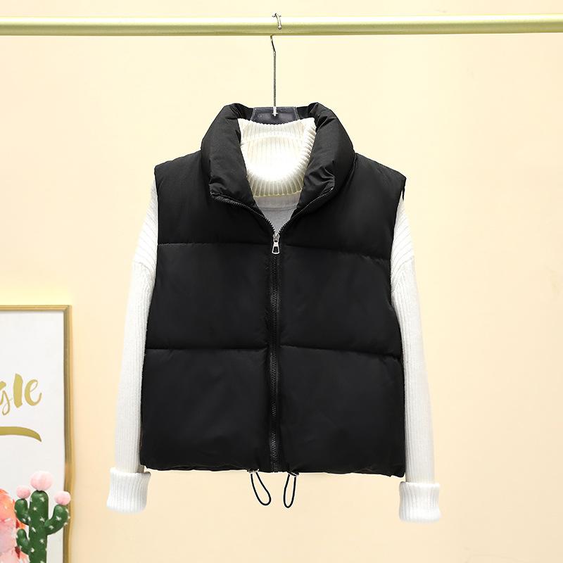 New winter cotton vest women's versatile loose fashion and thin simple stand-up collar short vest jacket