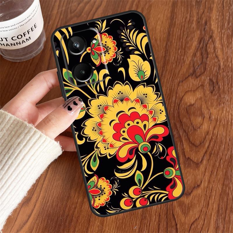 Russian Scarf Floral For Realme 15 Pro GT7 GT6 10 11 12 13 14 Pro Plus C75 C71 C65 C63 C61 C53 C67 C35 C55 Case
