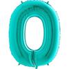 Tiffany Mint Green Number 0 Foil Balloon - 102 Cm Grabo