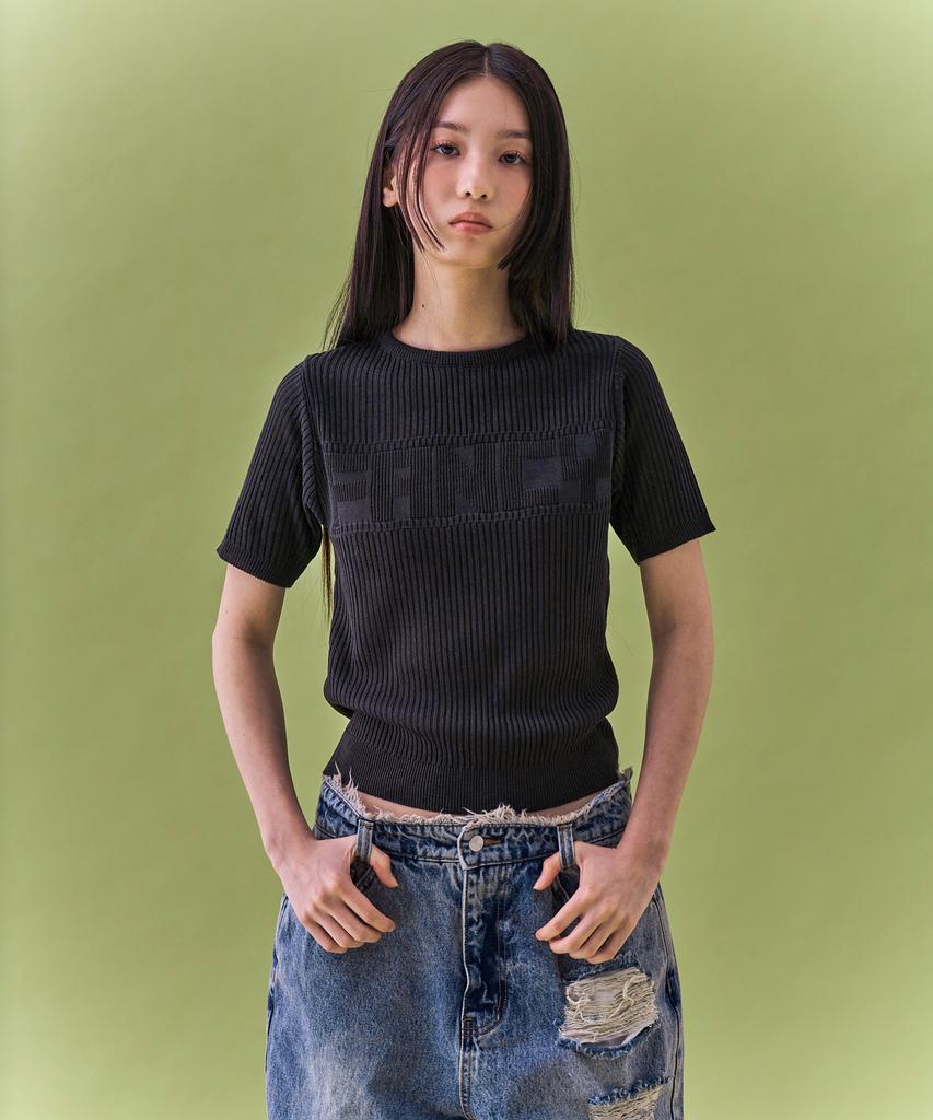 FANCY CLUB [Nf] Innocent Knit Tee_(Black)_F24Qb300