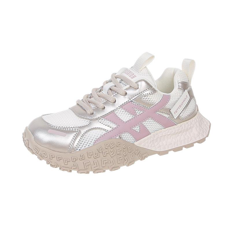 

[Fanfuna] Leather Forrest Gump Shoes Women s 2025 Summer New Thick-soled Mesh Breathable Sports Daddy Shoes Women s Tide 35 фиолетовый