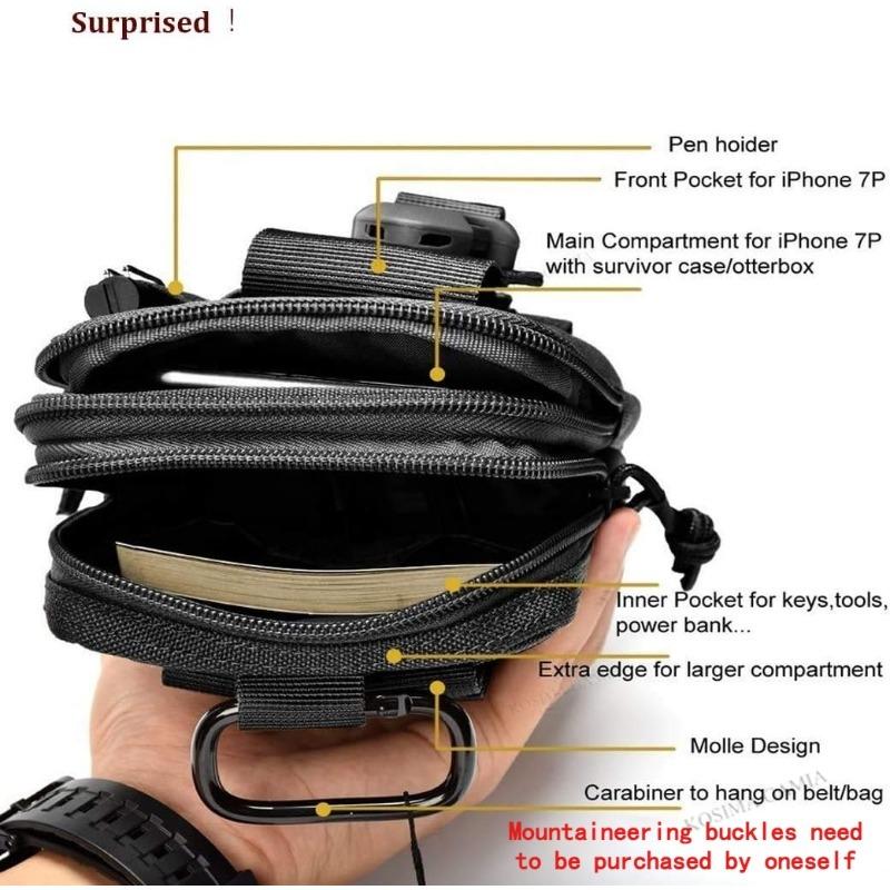 Tactical Molle Pouch, Universal EDC Waist Bag Belt Pouches, Outdoor Belt Bags Gear Tool Gadget Pocket with Cell Phone Holster