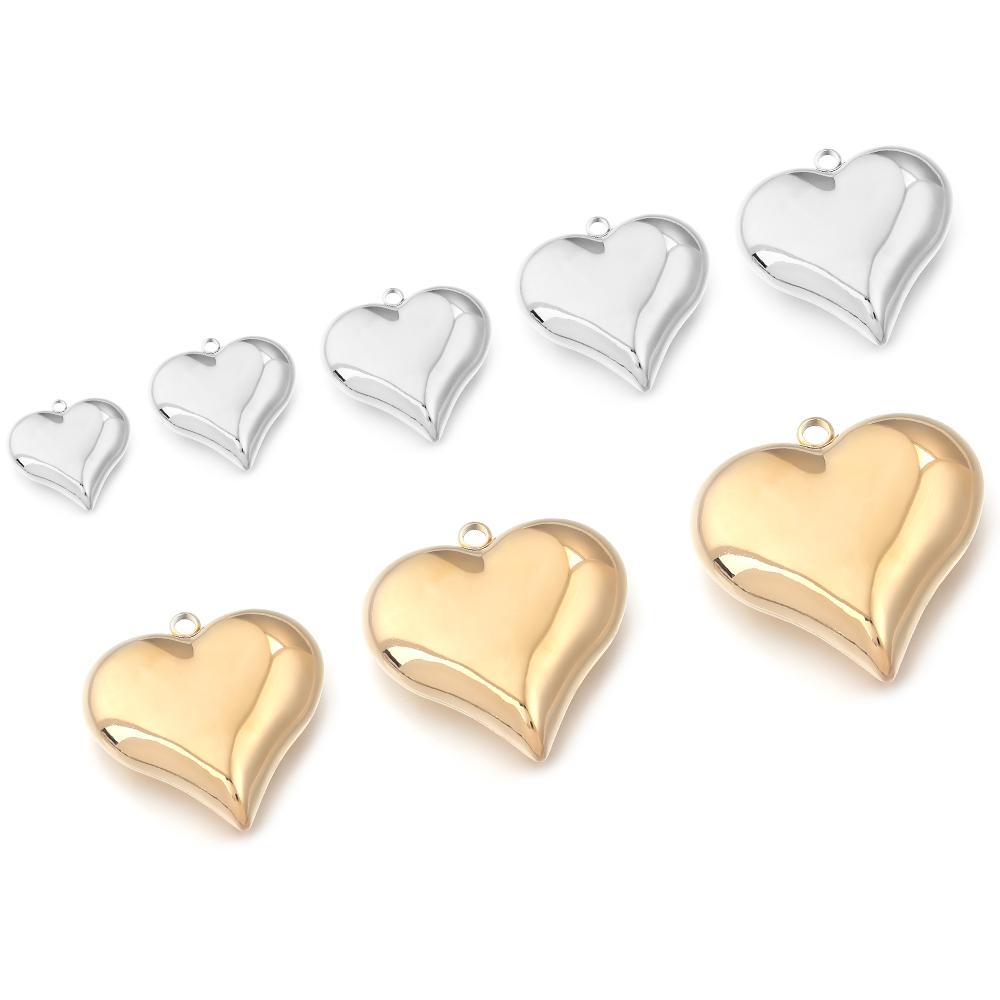 1Pc 15-45mm Stainless Steel Heart Charms for DIY Earrings Necklace Bracelet Pendant Jewelry Making Findings Accessories