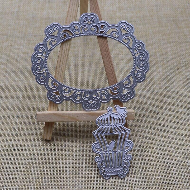 New Lace Oval Mirror Bird Cage DIY Scrapbooking Craft Embossing Die Cut Making Stencil Template