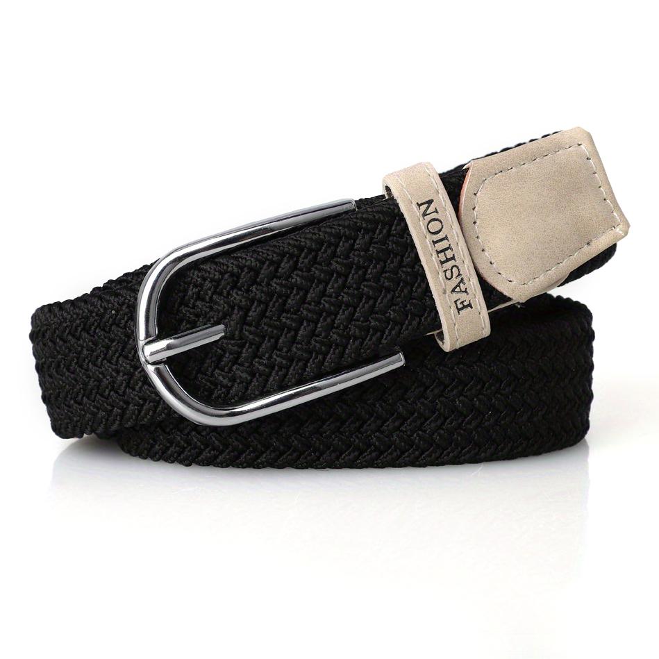 Women's Elastic Belt Casual Fashion Pin Buckle Waist Belt Expandable Braided Stretch Elastic Belt 6 Colors, No Need For Punching