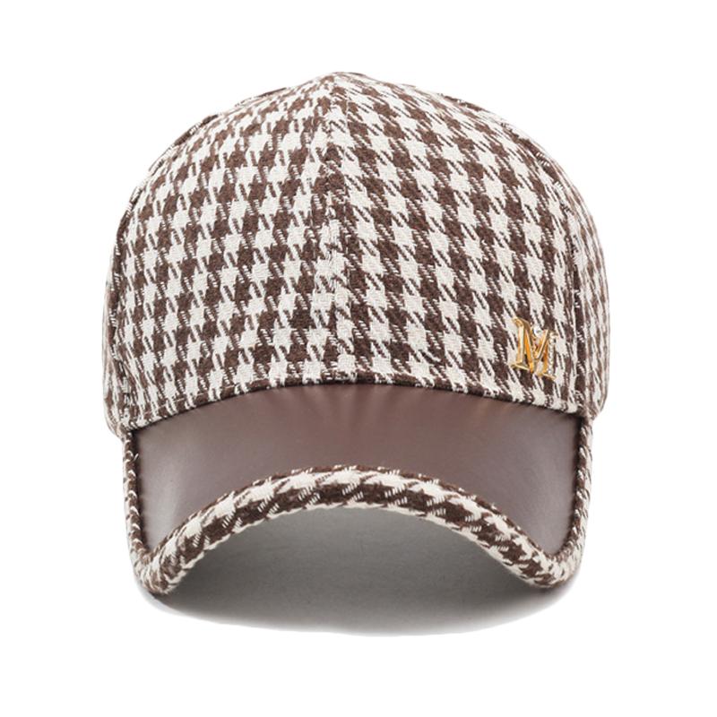 Spring Summer Houndstooth Baseball Cap Women Ponytail Cap Empty Top Hat
