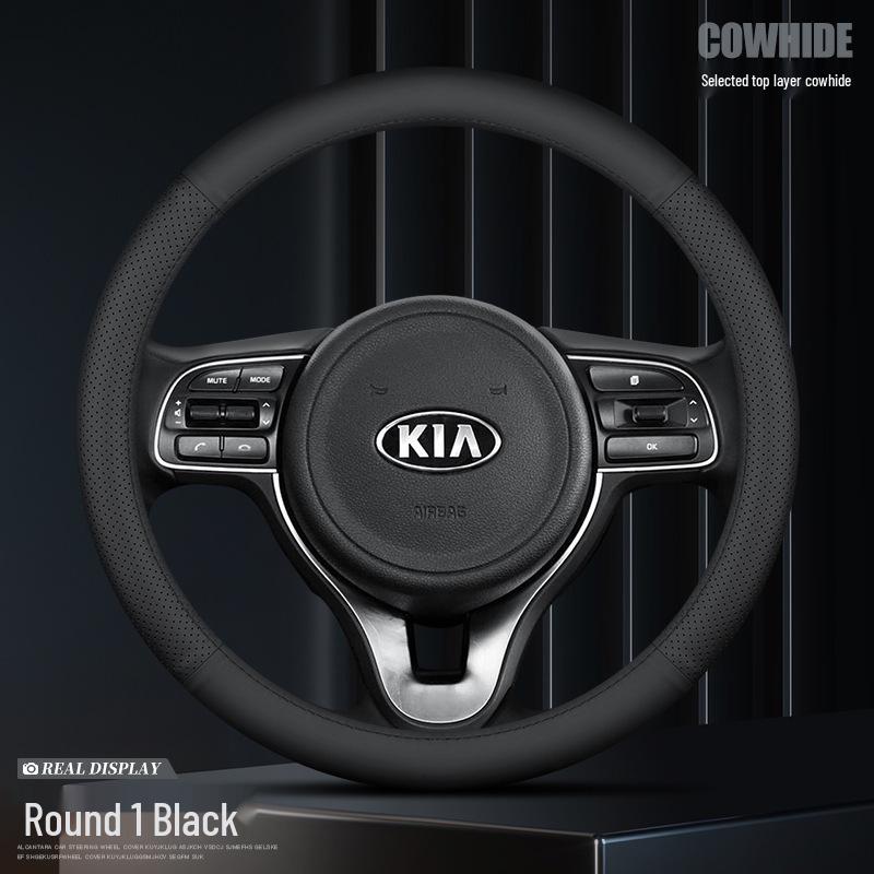 Genuine Leather Steering Wheel Cover for Kia Models: K3, Sportage, K5, Forte, K2, Cerato, KX3, KX Cross, K4, Seltos