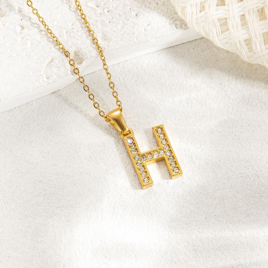 1pc Fashion Shining A-Z Letter Pendant Charm Necklace 26 Initial Alphabet Name Clavicle Chain Party Valentine's Day Jewelry Gift