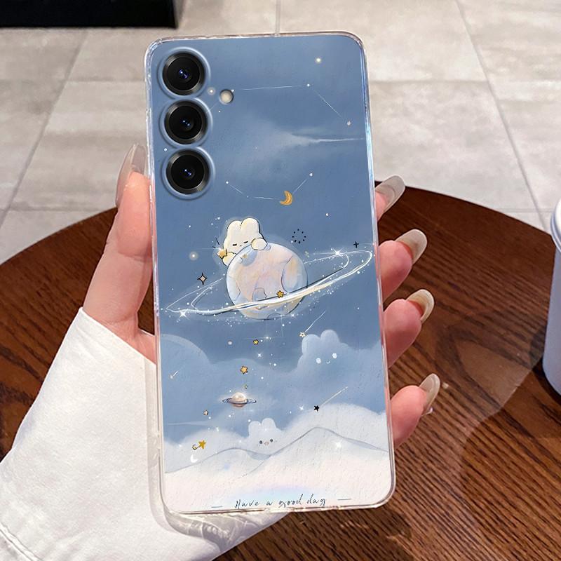 For Samsung Galaxy S25 FE S25 Edge S25 Slim S25+ Cases Clear Soft TPU Back Cover For Samsung S25 Plus Cute Rabbit Cat Phone Case