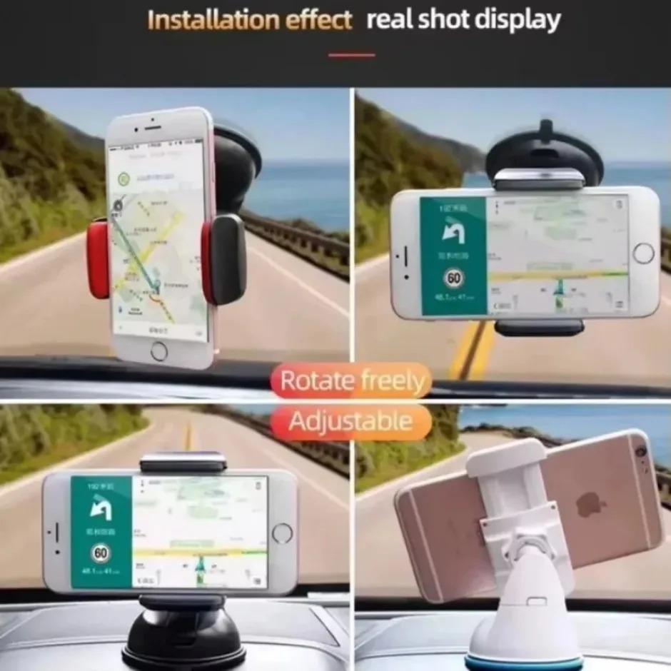 360° Rotation Suction Cup Holder Windshield and Dashboard Car Phone Holder For iPhone Pro Max Samsung Xiaomi Desktop Phone Stand
