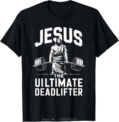 Unisex Clothing Unisex Jesus The Ultimate Deadlifter Jesus Deadlifting Christian TShirt Harajuku Y2K High Street Fashion Trend Tee