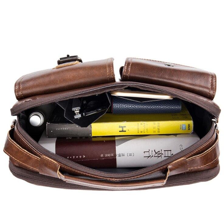 Quality Original Leather Design Male Shoulder Messenger Bag Cowhide Fashion Cross-body Bag Pad Tote Mochila Satchel Bag