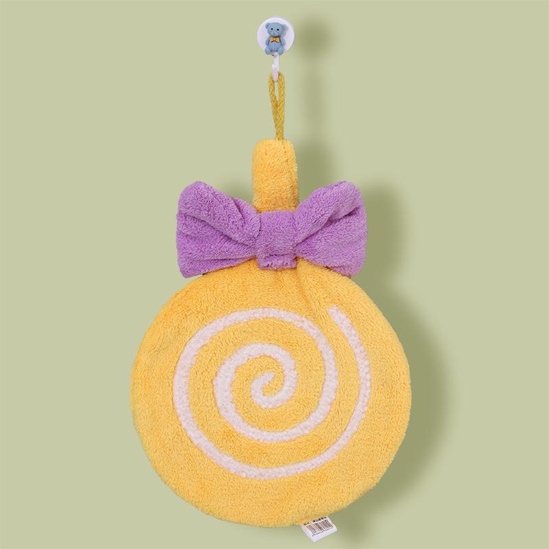 

Lollipop-Shaped Hanging Hand Towel - Thickened Absorbent Kitchen Cloth for Hand & Face Wiping жёлтый