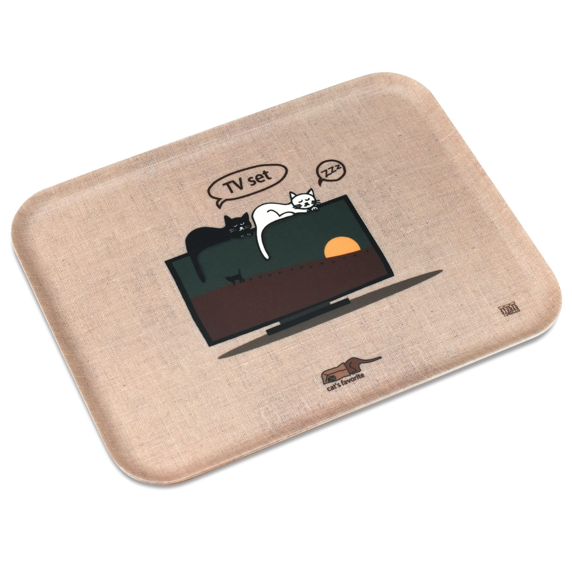 

Studio Trolley Nekodara Tray, Size Medium (Not suitable for LCD TVs), Cat Tray, Dishwasher and Microwave Safe, Square and Rectangular, Placemat, Made