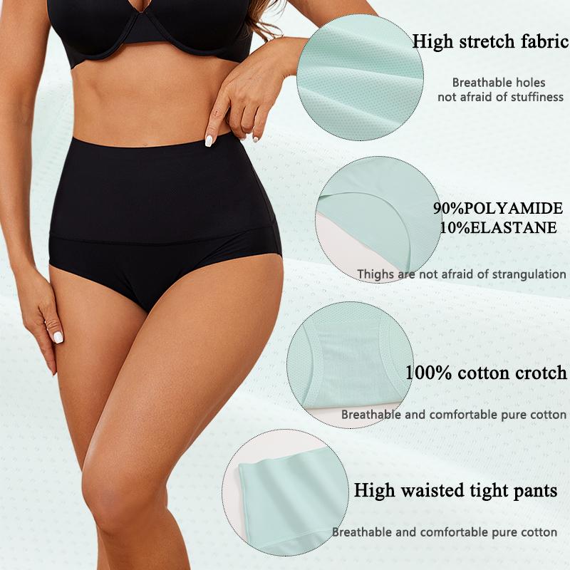 FINETOO Braguitas moldeadoras de cintura alta sin costuras, antibacterianas, ropa interior para mujer, bragas con entrepierna suave para ropa interior femenina, lencería moldeadora