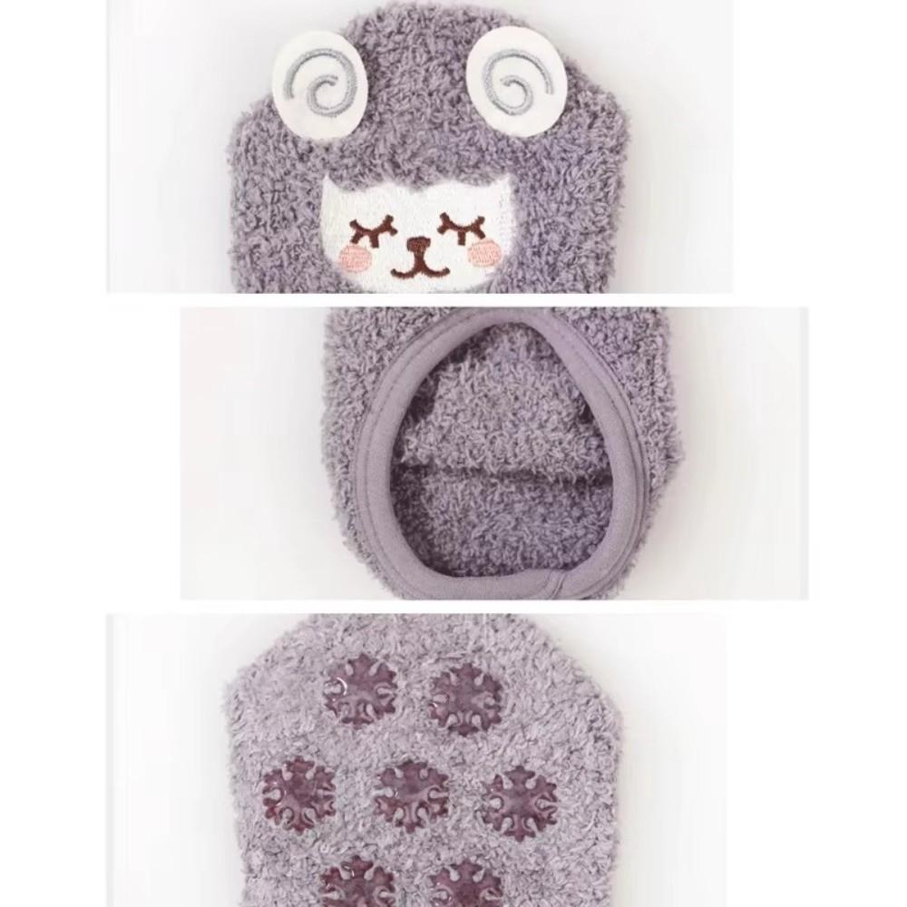 Cartoon Fuzzy Slipper Socks Non-Slip Floor Socks Cozy Ankle Socks For Women