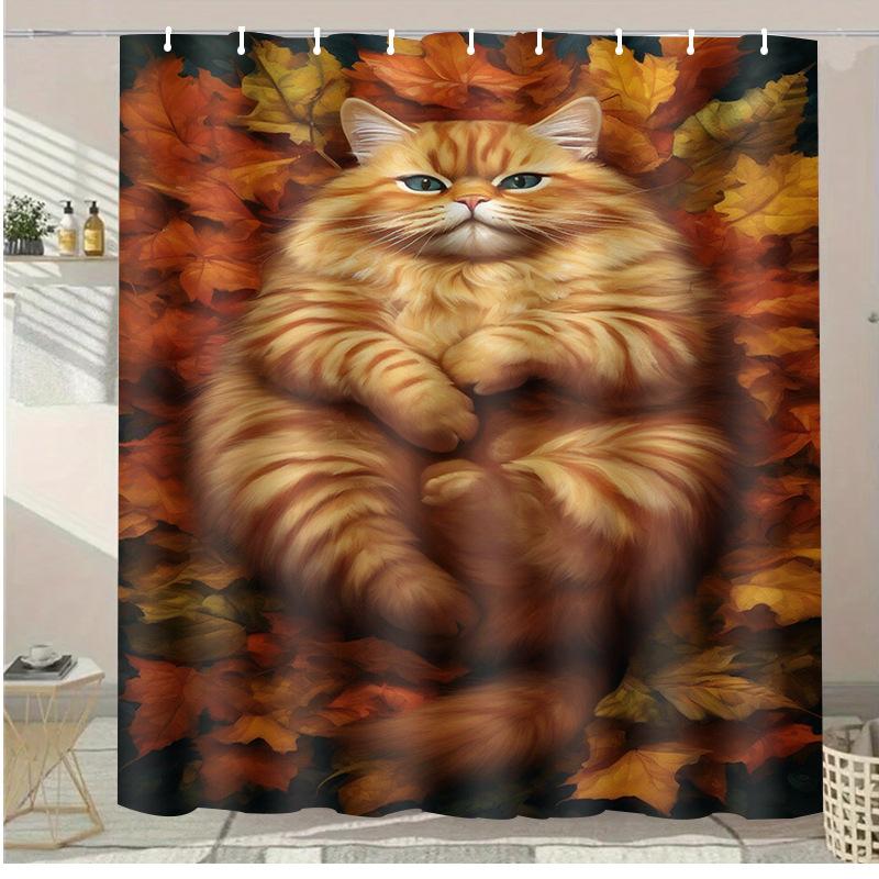 Cat Forest Washable Dirt-Resistant Shower Curtain Shower Head waterproof Polyester Bath Curtain For Home Decor Accessories