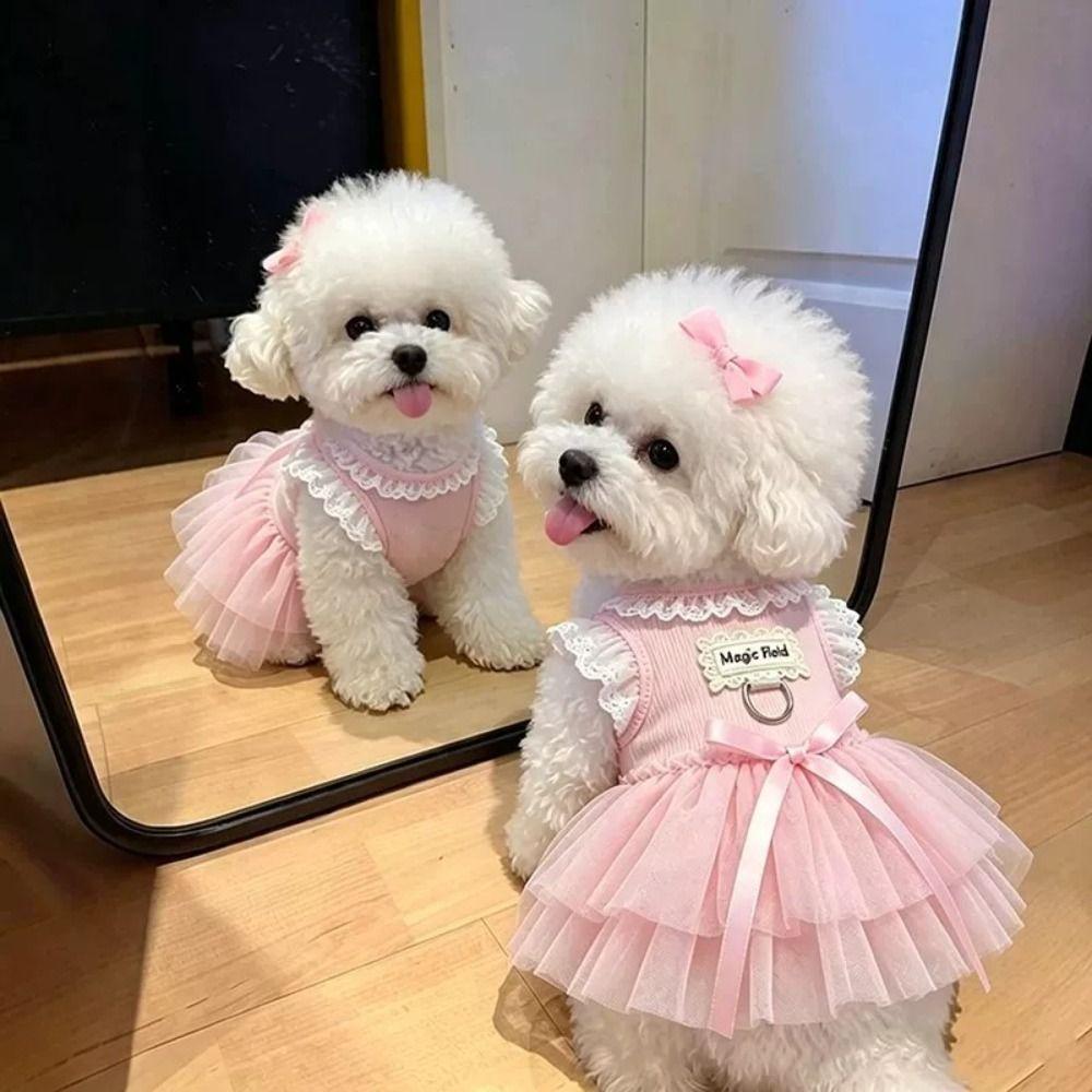 Lace Tutu Cat Princess Dresses Pink Dog Princess Dresses Stylish Pet Clothing For Small Dogs