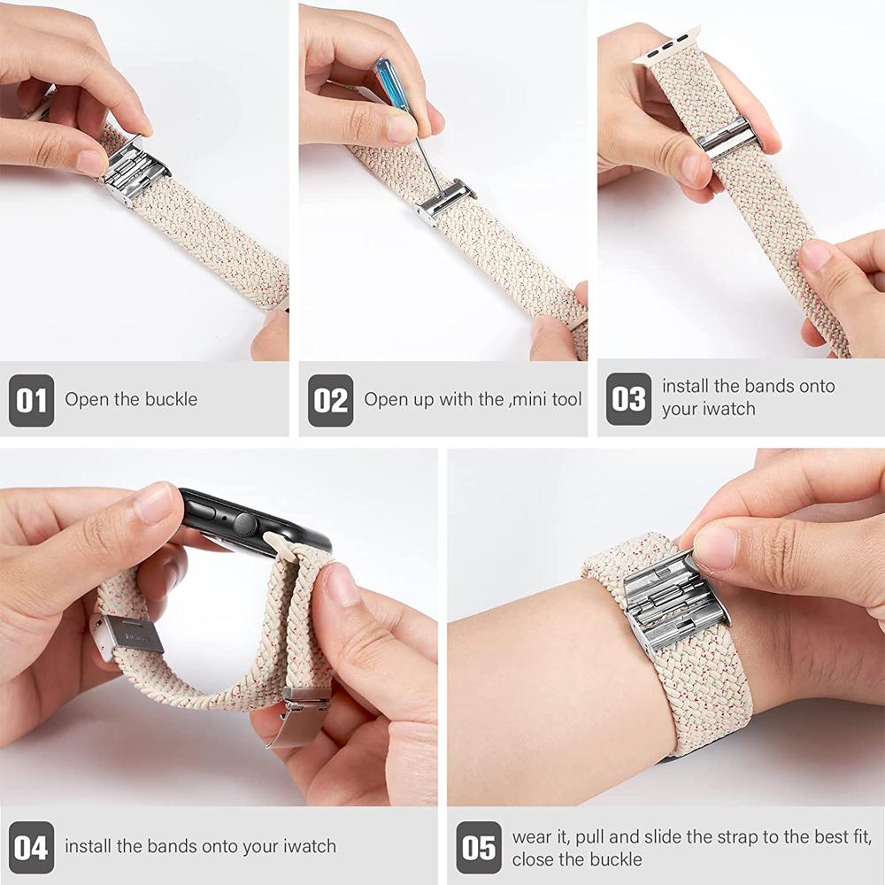Strap For Apple Watch Band 46mm 45mm 44mm 49mm 40mm 41mm 42mm Braided Loop Correa Bracelet iWatch Series 10 8 9 7 5 Se 6 4 Ultra