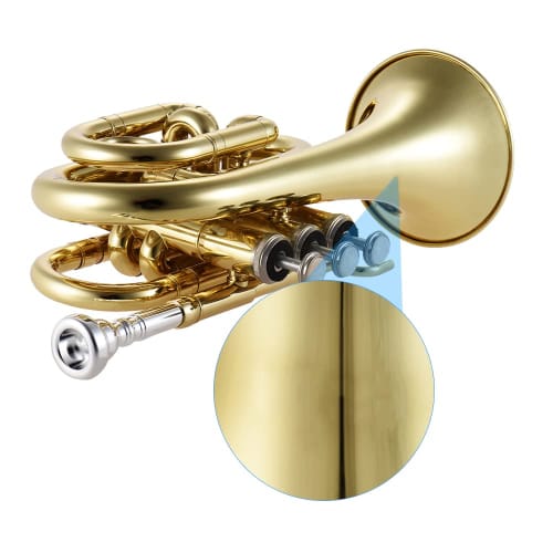Juspins Mini Pocket Trumpet Bb Flat Brass Instrument with Mouthpiece Gloves, Cleaning Cloth, and Carrying Case